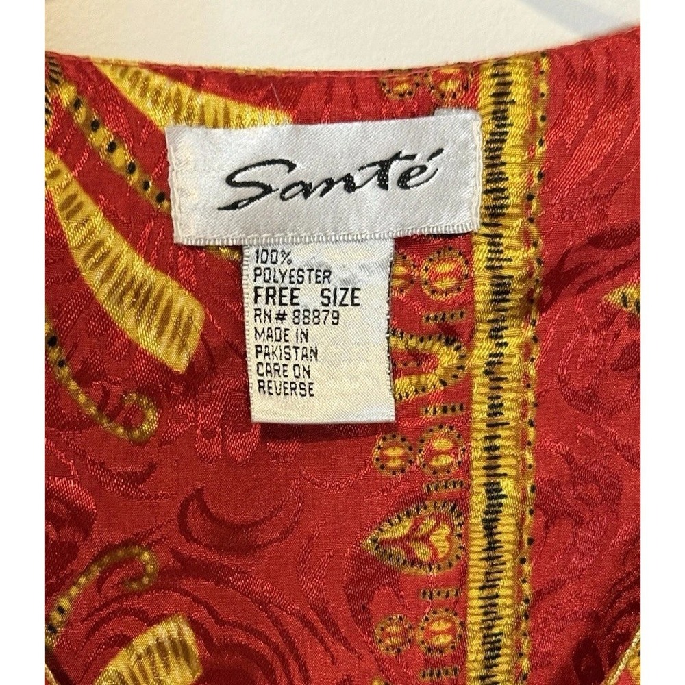 Santé Red & Gold Full Length Kaftan Caftan One Size Flowy Breezy Cover Up Pool - Picture 3 of 7